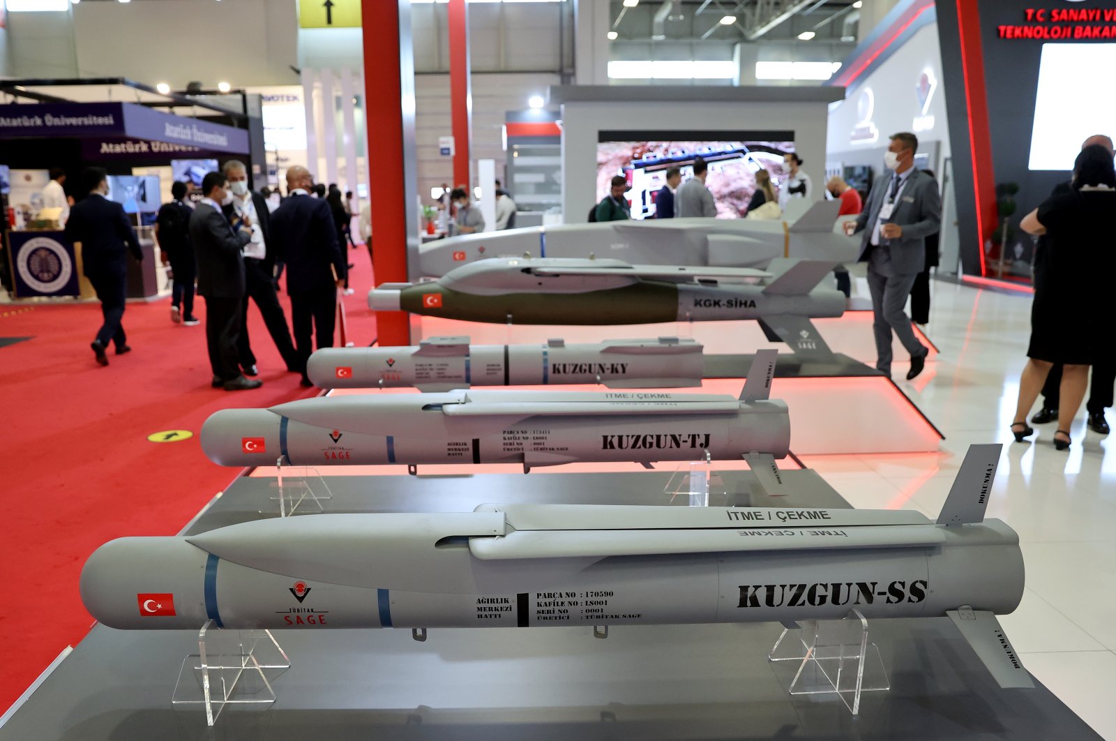 TÜBİTAK SAGE-developed ammunitions on display at IDEF, Istanbul, Turkey, Aug. 19, 2021. (AA Photo)