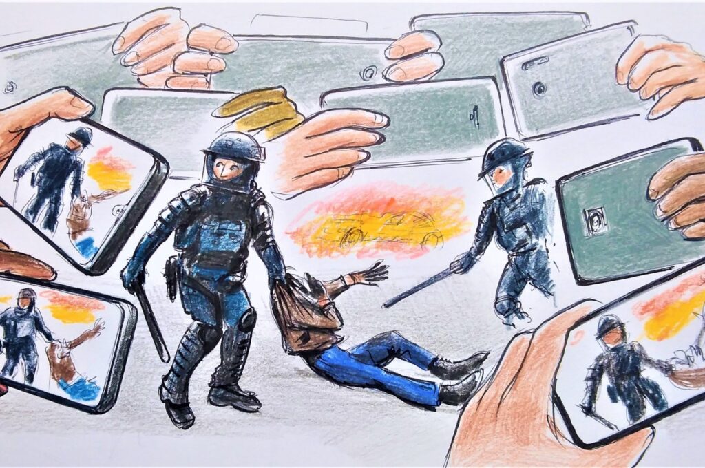 "With new media, people can now use social media to organize in a few hours, creating waves, making it much easier for people to hold the authorities accountable for their actions." (Illustration by Erhan Yalvaç)