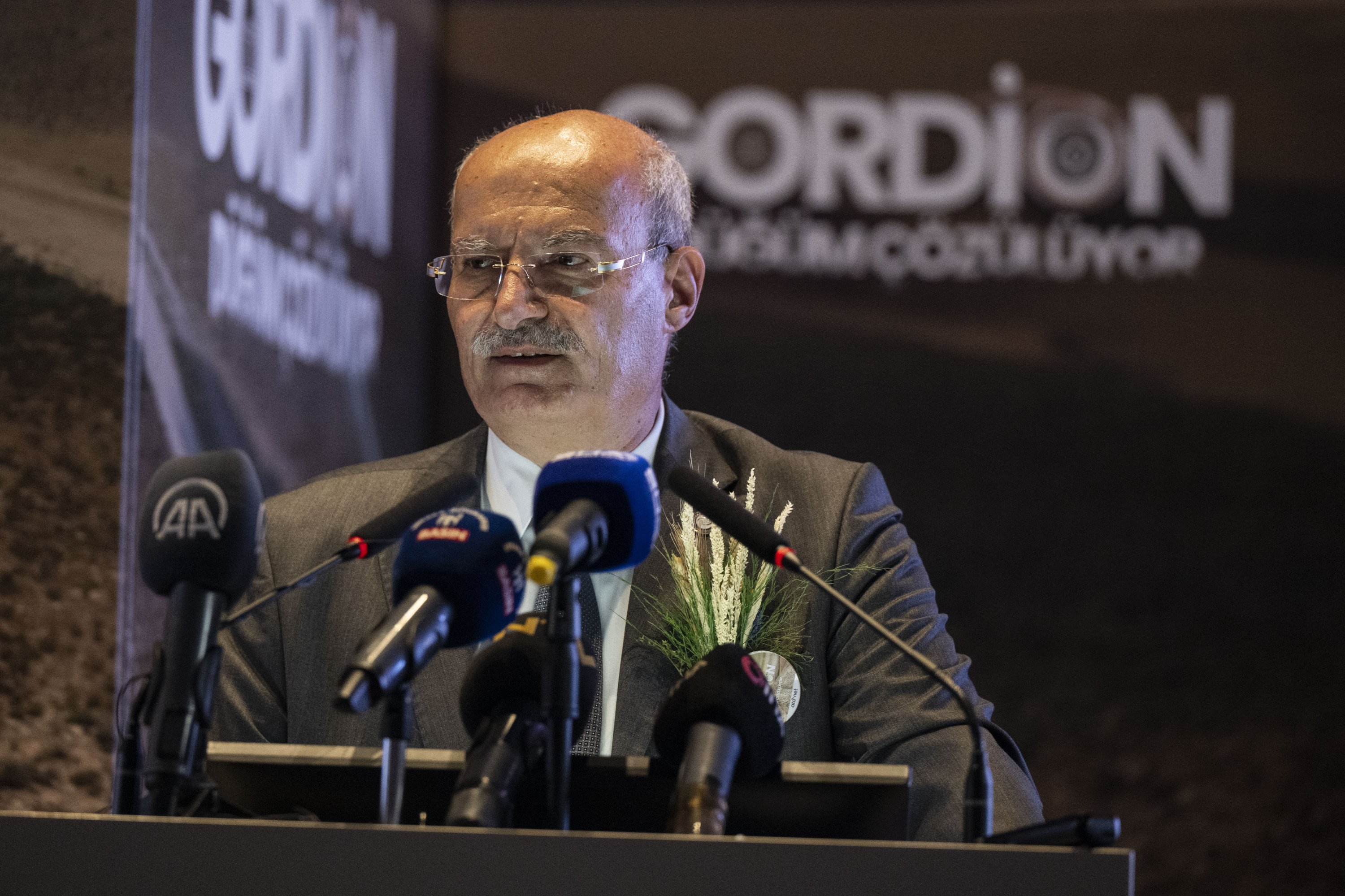 281882 Ankara Chamber of Commerce (ATO) President Gürsel Baran speaks during a conference focused on the ancient city of Gordon, Ankara, Türkiye, July 10, 2023. (AA Photo)