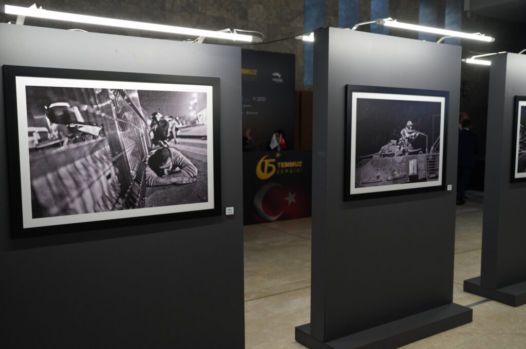 The artworks displayed at the "15 July Exhibition" at the Atatürk Cultural Center (AKM), Istanbul, Türkiye, July 12, 2023. (Photo courtesy of Turkuvaz Media)