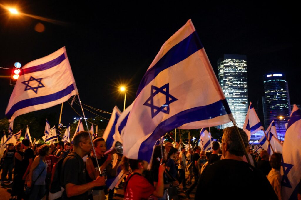People demonstrate on "Day of Disruption" in protest against Israeli Prime Minister Benjamin Netanyahu and his nationalist coalition government's judicial overhaul, Tel Aviv, Israel, July 11, 2023. (Reuters Photo)