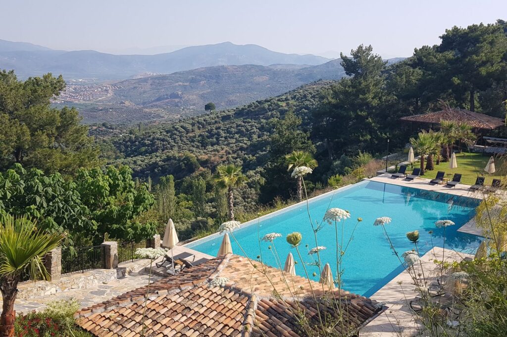 A view of a pool at the Ephesus Retreat Center, in Izmir, Türkiye, July 2, 2023. (Photo by Leyla Yvonne Ergil)