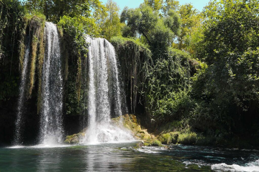 The decreased water of Düden Waterfalls, in Antalya, Türkiye, July 15, 2023. (DHA Photo)