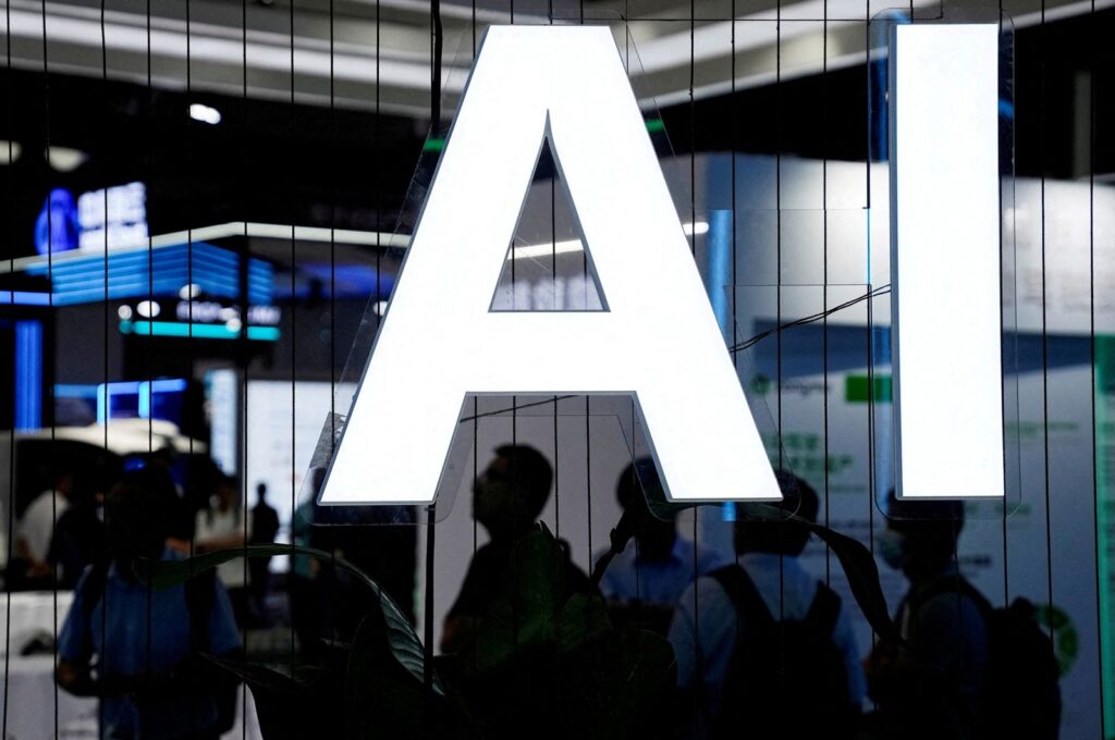 An AI sign at the World Artificial Intelligence Conference (WAIC) in Shanghai, China, July 6, 2023. (Reuters Photo)