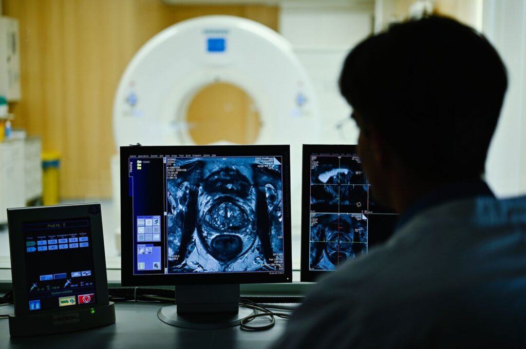 A doctor checks MRI images of a patient, in Heidelberg, Germany. (dpa Photo)