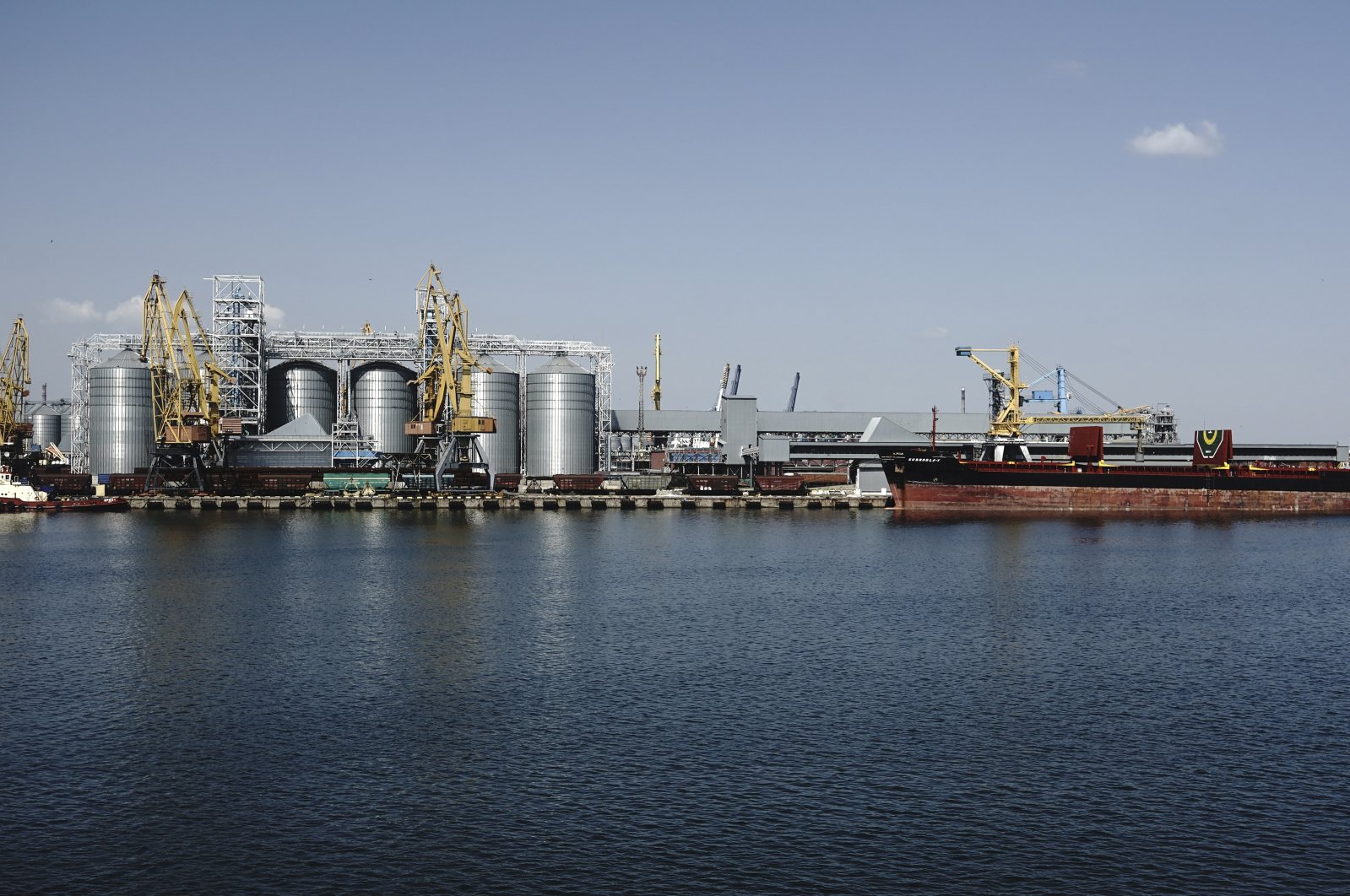 A general view of the grain storage terminal at the Odessa Sea Port, Odessa, Ukraine, Aug. 19, 2022. (AP Photo)