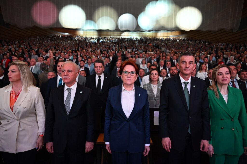 Good Party (IP) Chairperson Meral Akşener (C) attends her party's third ordinary general assembly in the capital Ankara, Türkiye, June 24, 2023. (AA Photo)