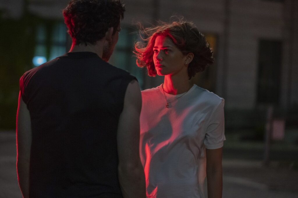 Zendaya (R), in a scene from the film "Challengers." (AP Photo)