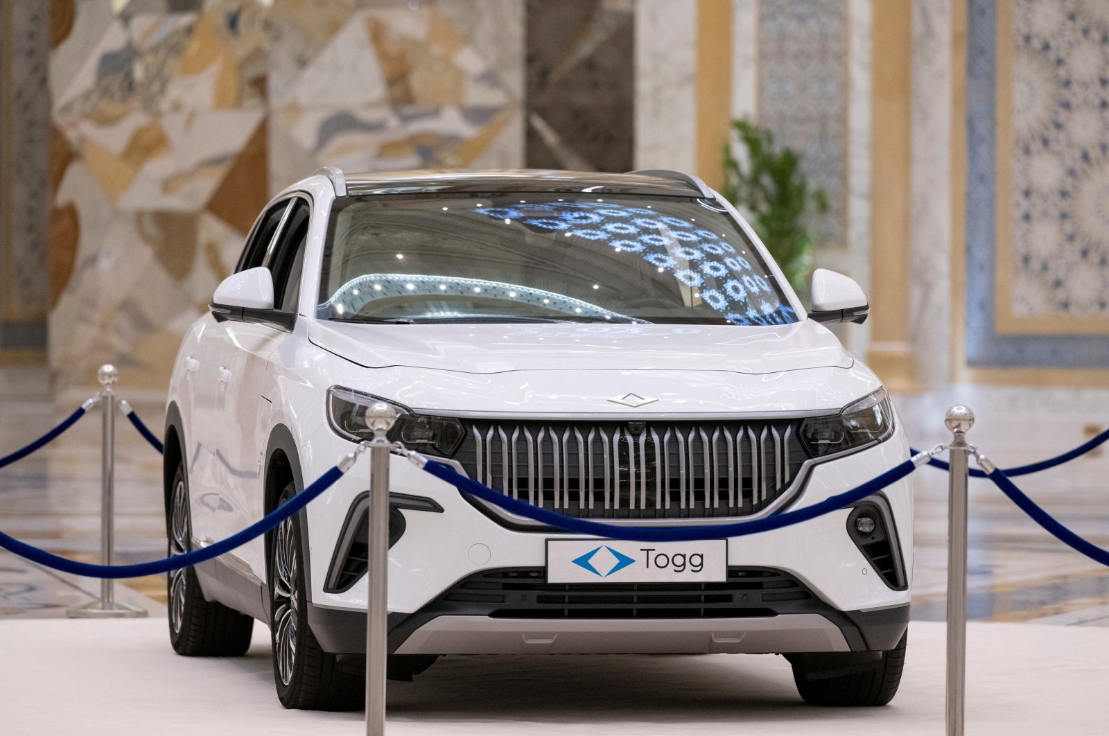 A general view of a Togg car; an electrical Turkish manufactured vehicle in Abu Dhabi, United Arab Emirates, July 19, 2023. (Abdulla Al Neyadi/UAE Presidential Court/Handout via REUTERS)