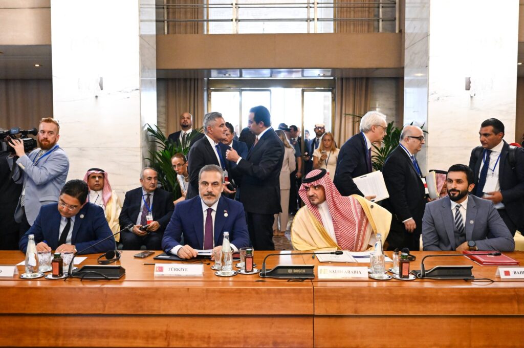 Foreign Minister Hakan Fidan (2nd L) represents Türkiye at the International Conference on Development and Migration, in Rome, Italy, July 23, 2023. (AA Photo)