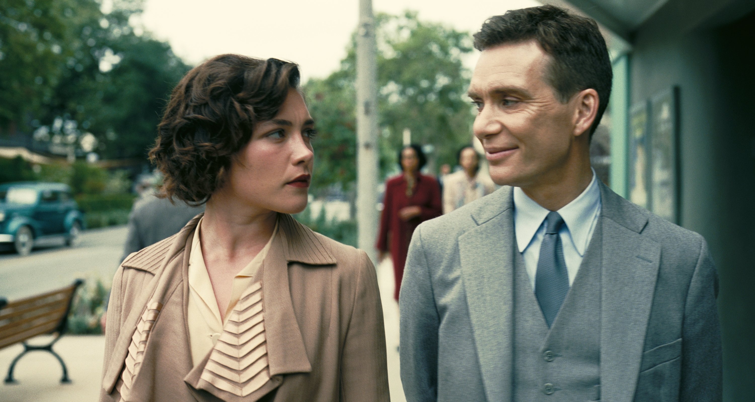 284072 This image released by Universal Pictures shows Florence Pugh as Jean Tatlock, (L), and Cillian Murphy as J. Robert Oppenheimer in a scene from