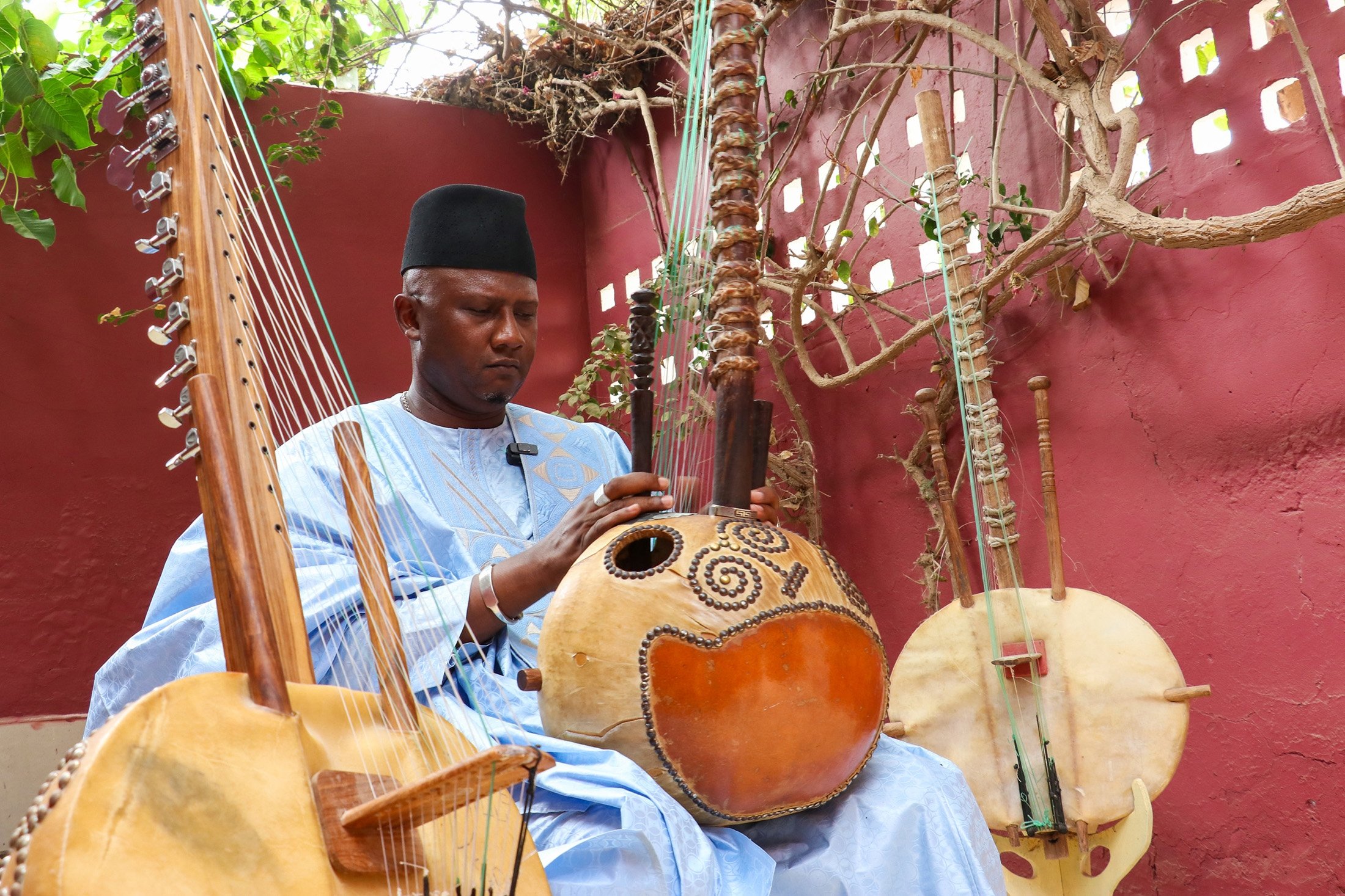 284786 Famous Senegalese maestro Ablaye Cissoko plays the traditional kora instrument, in Saint-Louis, Senegal, July 27, 2023. (AA Photo)