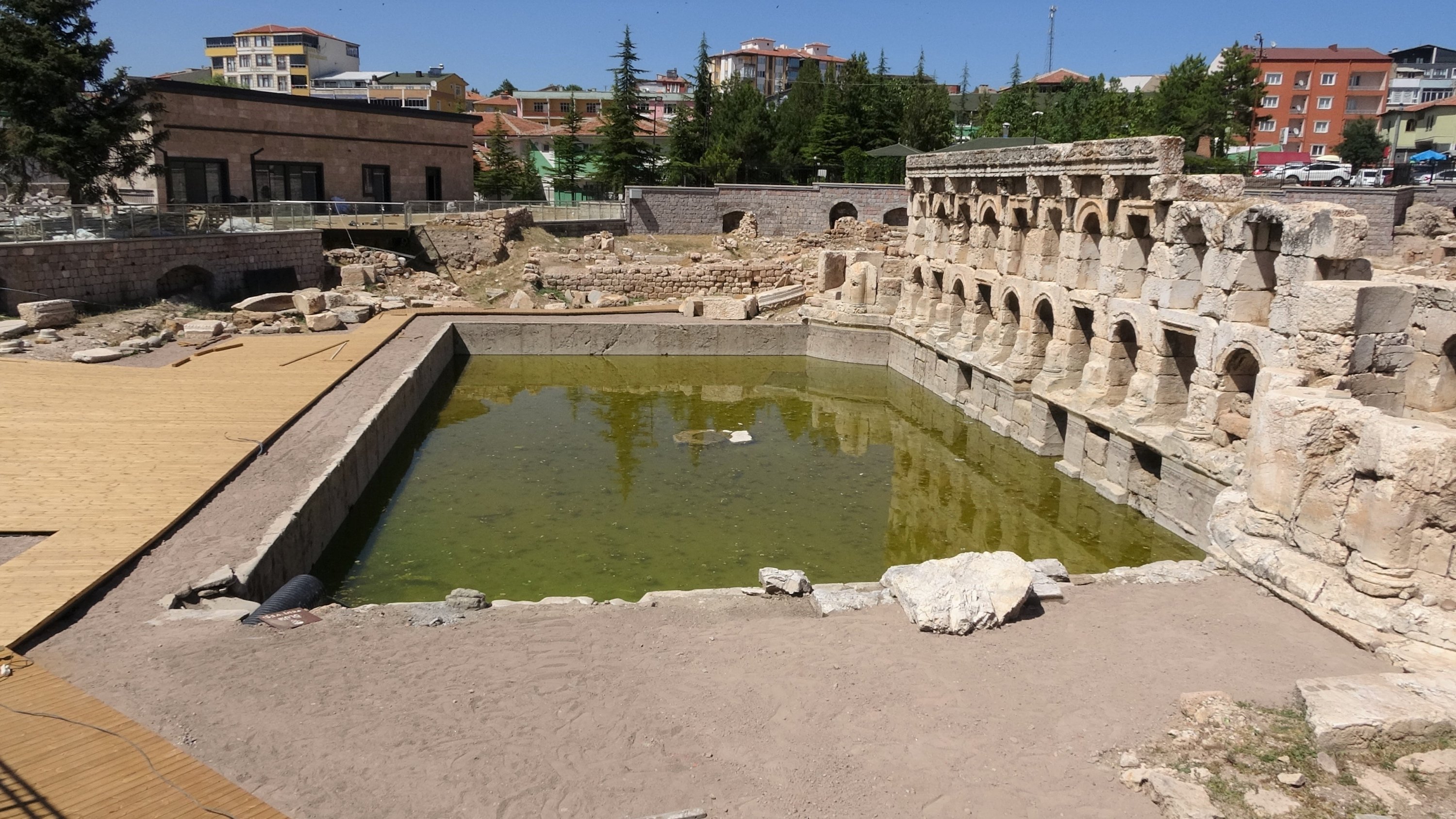285219 Frontal view of the Roman bath as the landscaping project near's its end, Yozgat, central Türkiye, July 28, 2023. (IHA Photo)