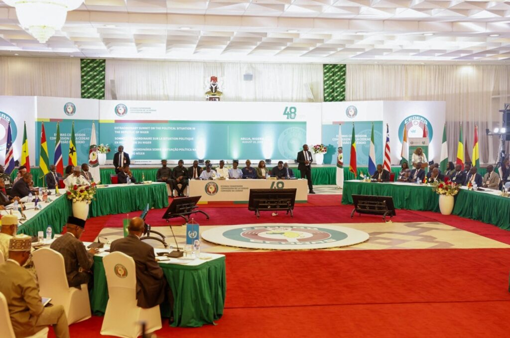 Leaders of the Economic Community of West African States (ECOWAS) meet to discuss the political situation in Niger, Abuja, Nigeria, Aug. 10, 2023. (EPA Photo)