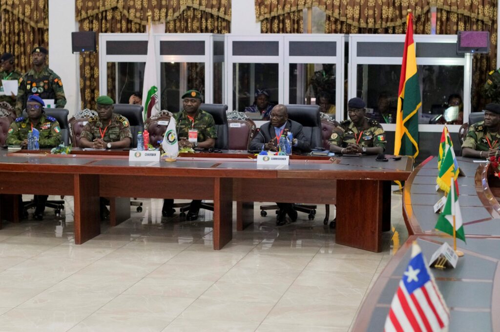 The ECOWAS Committee of Chiefs of Defense staff brief the press on plans to deploy its standby force to the Republic of Niger, in Accra, Ghana, Aug. 18, 2023. (Reuters Photo)