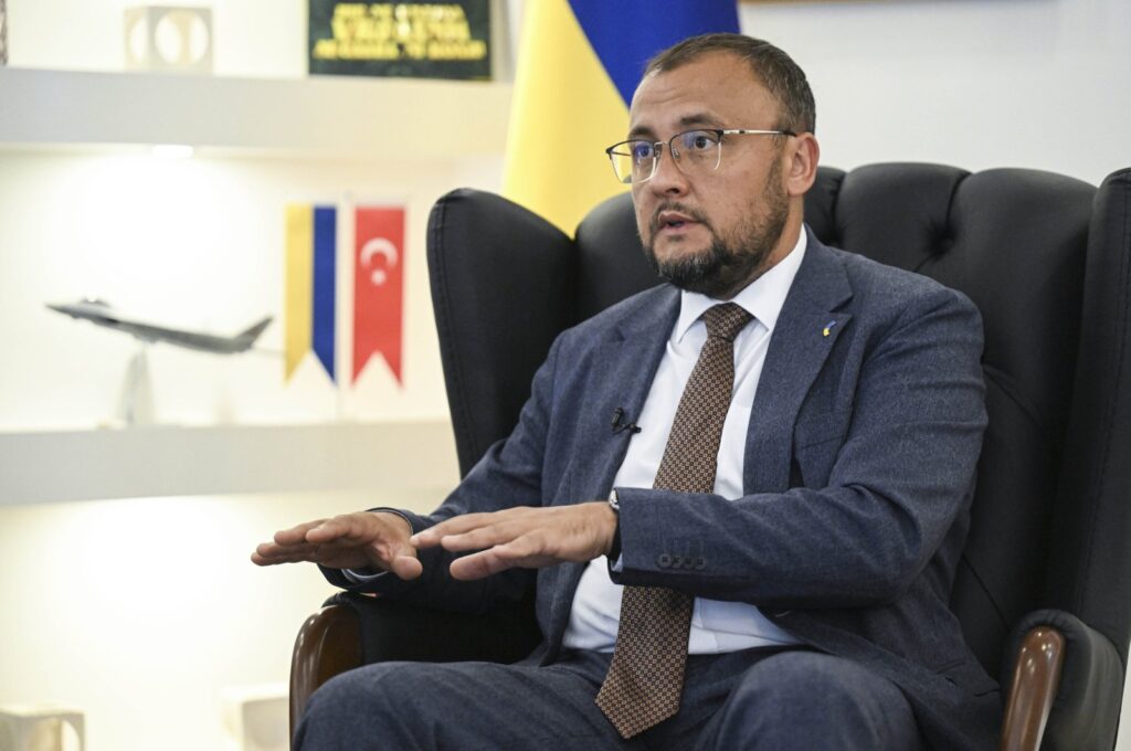 Ukrainian Ambassador to Ankara Vasyl Bodnar talks to Anadolu Agency (AA) during an interview on the 32nd anniversary of his country's independence, Ankara, Türkiye, Aug. 22, 2023. (AA Photo)