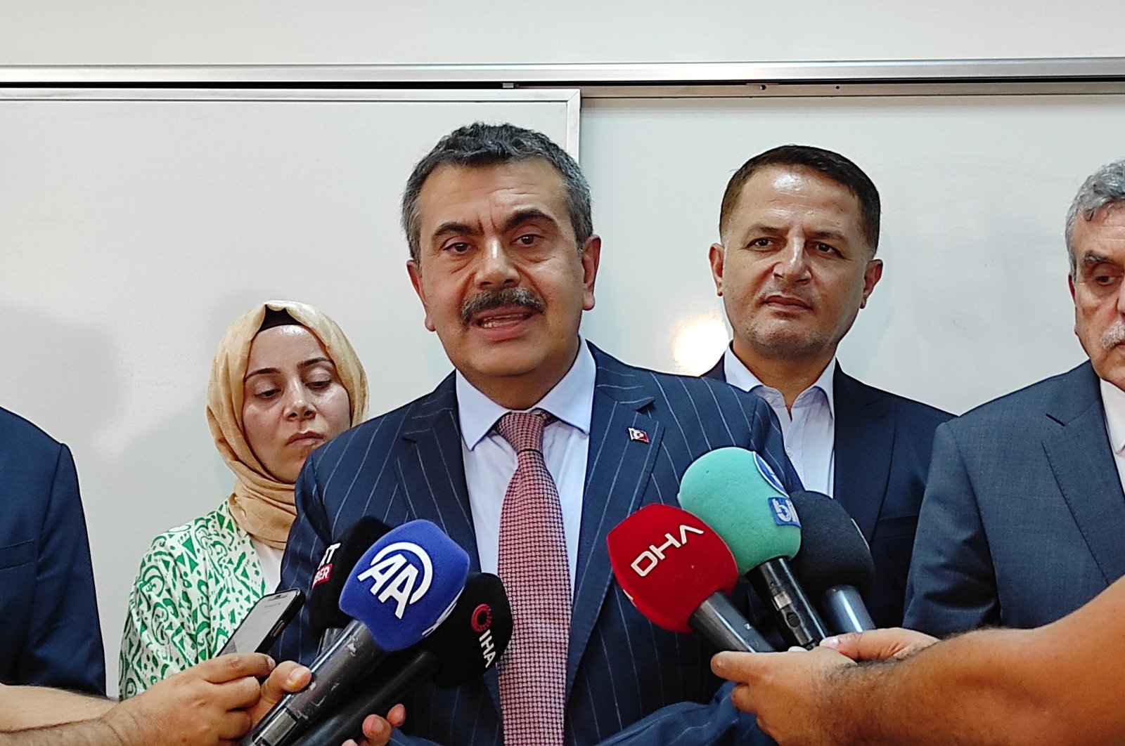 Minister of National Education Yusuf Tekin speaks at a press conference, Şanlıurfa, Türkiye, Aug. 24, 2023. (AA Photo)