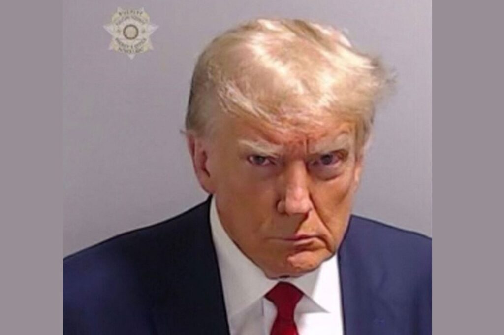 This handout image shows the booking photo of former U.S. President Donald Trump, taken at the Fulton County Jail in Atlanta, Georgia, U.S., Aug. 24, 2023.