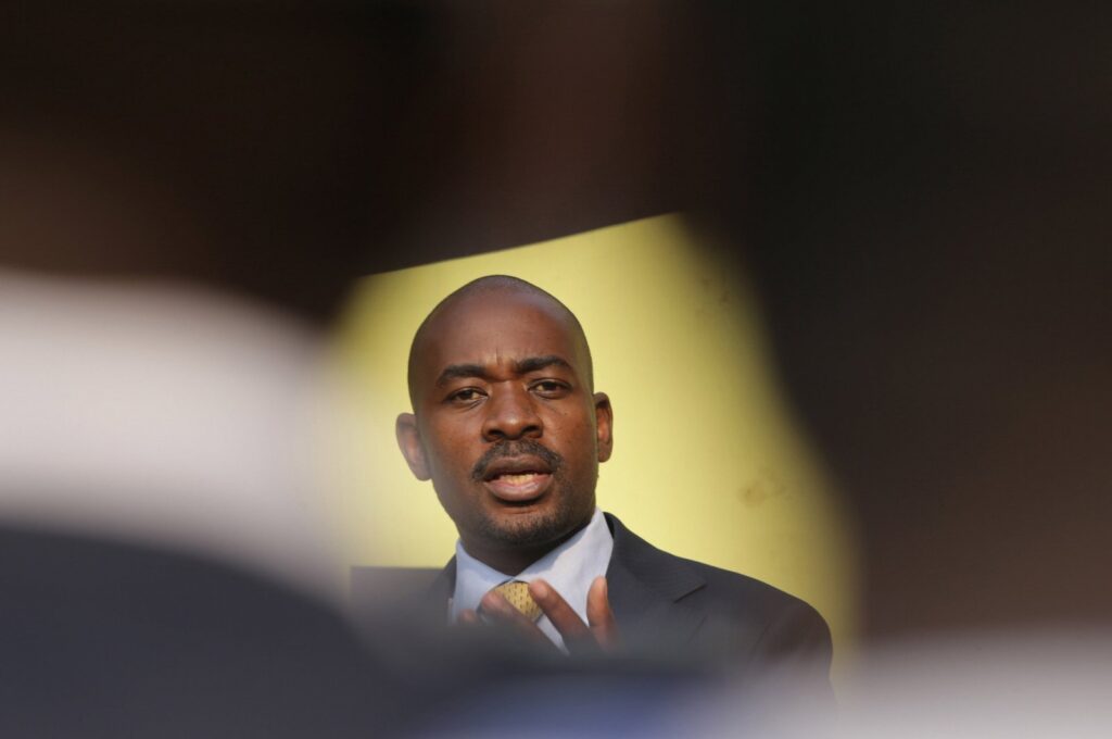 Citizens Coalition for Change (CCC) leader Nelson Chamisa speaks during a press conference in Harare, Zimbabwe, Aug. 27, 2023. (EPA Photo)