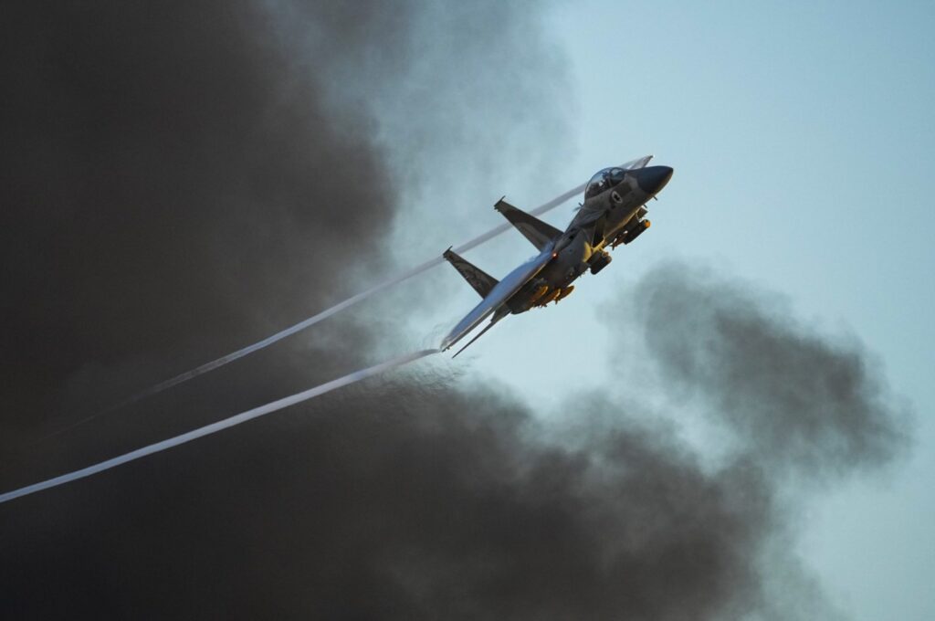 An Israeli F-15 jet flies over the city of Beersheba, Israel, June 29, 2023. (AP Photo)