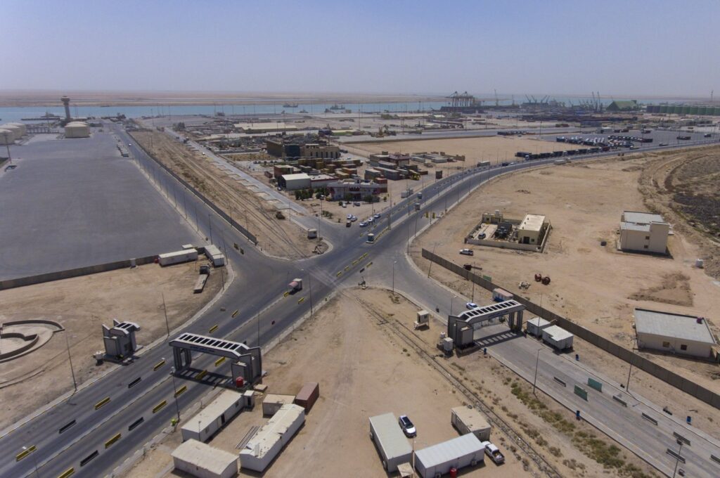 An aerial photo shows Iraq's port of Umm Qasr near the city of Basra, Iraq, May 25, 2022. (AP Photo)