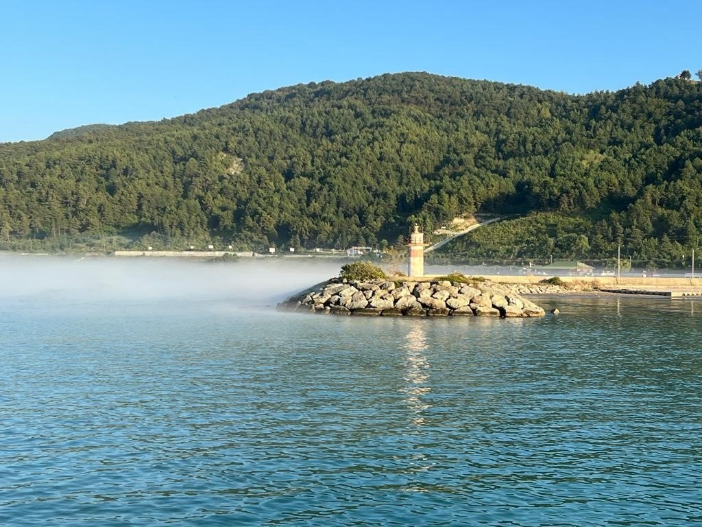 The evaporation has created a picturesque view on the coast of Balck Sea, Artvin, Türkiye, Aug. 29, 2023. (DHA Photo)