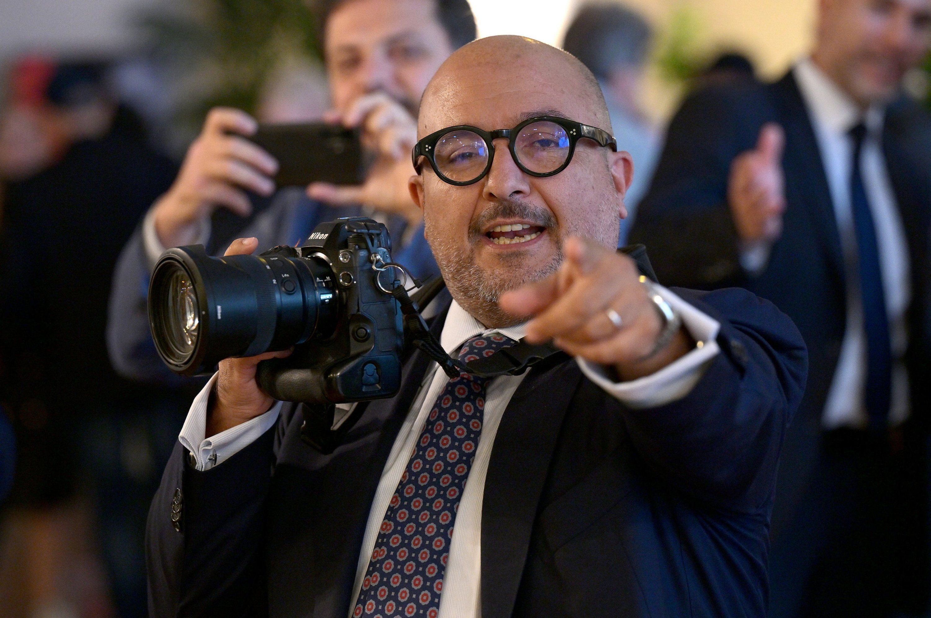 289702 Italian Culture Minister Gennaro Sangiuliano arrives at Lido Beach for the 80th annual Venice International Film Festival, in Venice, Italy, Aug. 29, 2023. (EPA Photo)