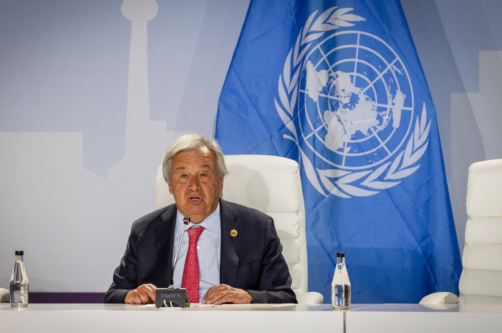 Secretary-General of the United Nations, Antonio Guterres speaks at the 15th BRICS Summit, in Johannesburg, South Africa, Aug. 24, 2023. (EPA Photo)