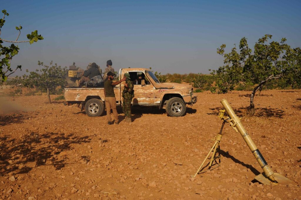 Fighters are positioned on the Mahsali and Arab Hasan front line as they fight with the PKK/YPG, on the outskirts of Manbij, northeastern Syria, Sept. 4, 2023. (AFP Photo)