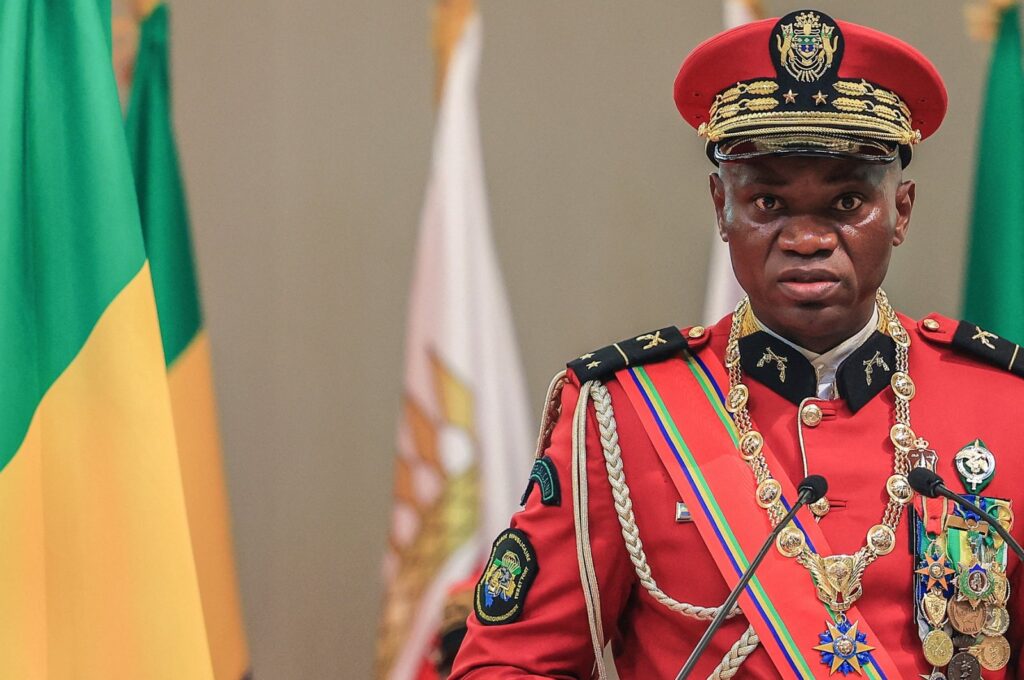 Gabon's interim leader Gen. Brice Oligui Nguema speaks in Libreville, Gabon, Sept. 4, 2023. (AFP Photo)