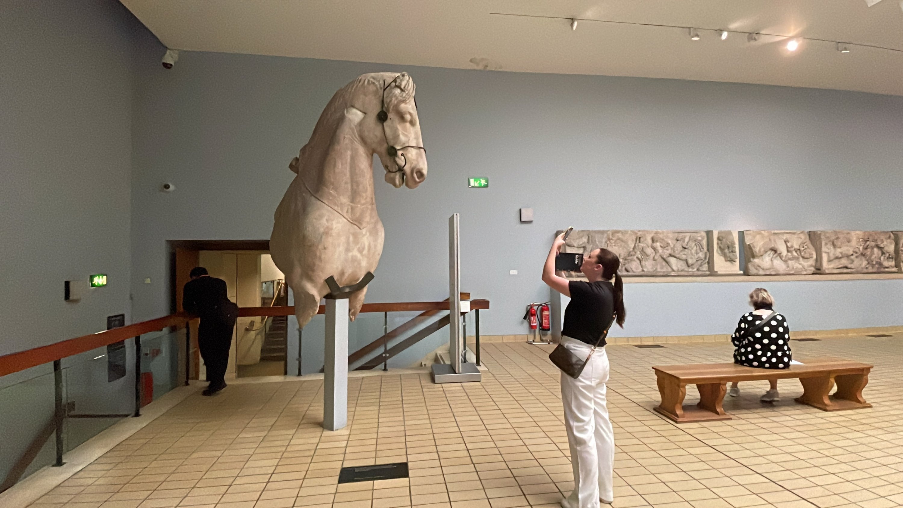 291028 A view of the forepart of a horse belonging to the colossal chariot group that crowned the tomb from the Mausoleum of Halikarnassos (modern-day Muğla, Türkiye) at the British Museum in London, U.K., Sept. 5, 2023. (AA Photo)