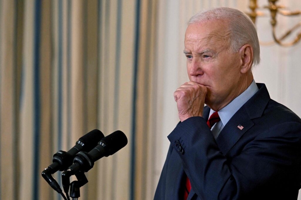 U.S. President Joe Biden pauses while speaking about strengthening U.S. ports and supply chains, in the State Dining Room of the White House in Washington, D.C., U.S., Sept. 6, 2023. (AFP Photo)