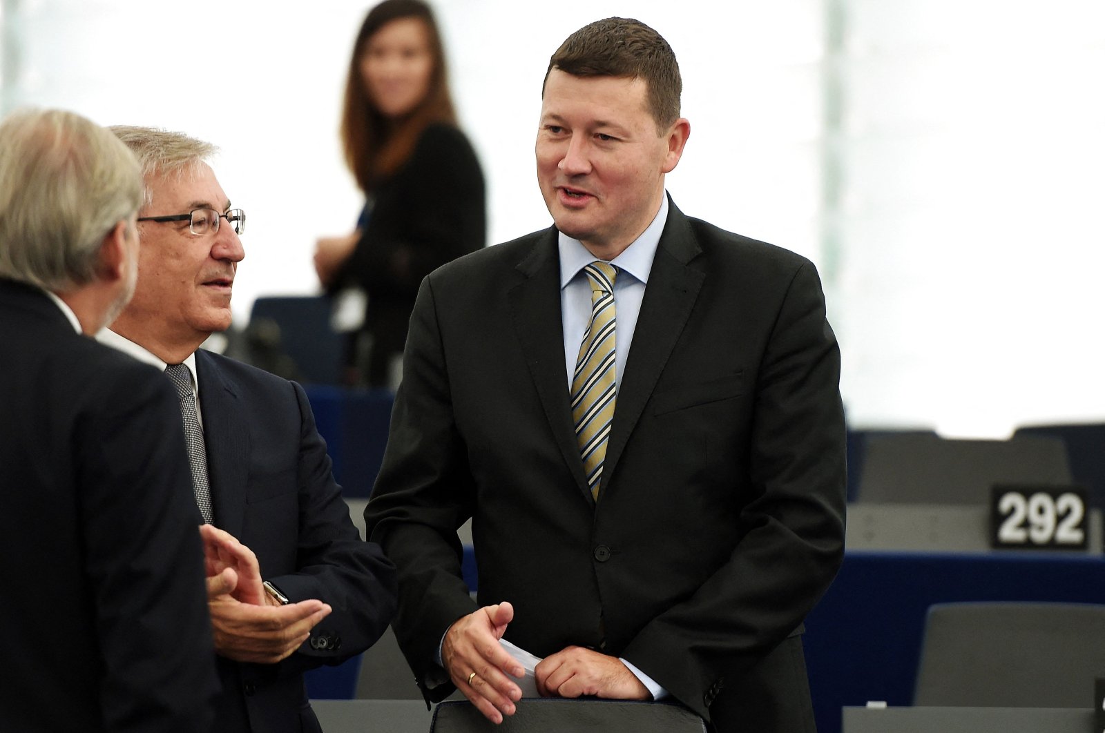 Secretary-General of the European Commission Martin Selmayr (R) is pictured prior to the State of the Union speech at the European Parliament in Strasbourg, France, Sept. 12, 2018.