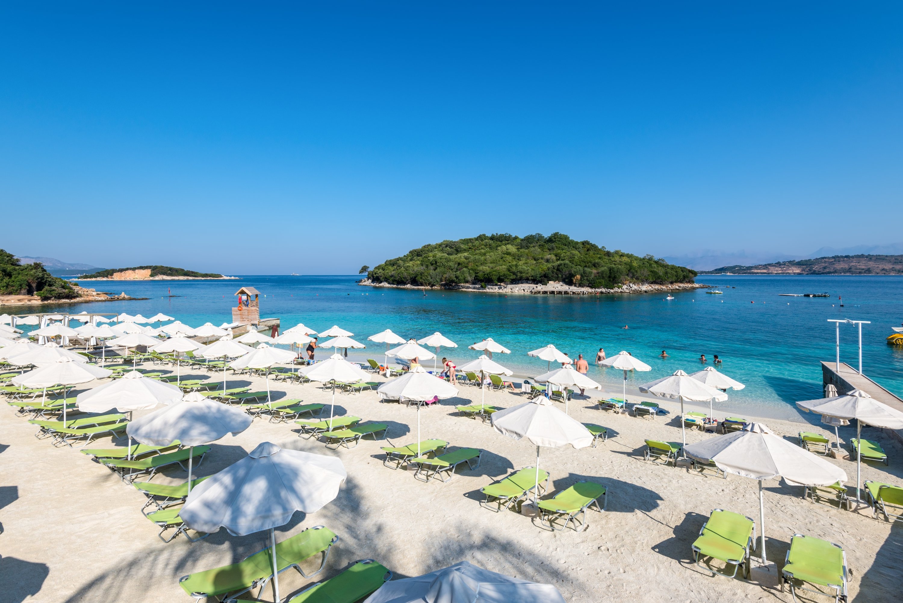 291389 The beach along the Ionian Sea in Ksamil Riviera, Ksamil, Albania, Sept. 14, 2021. (Shutterstock Photo)