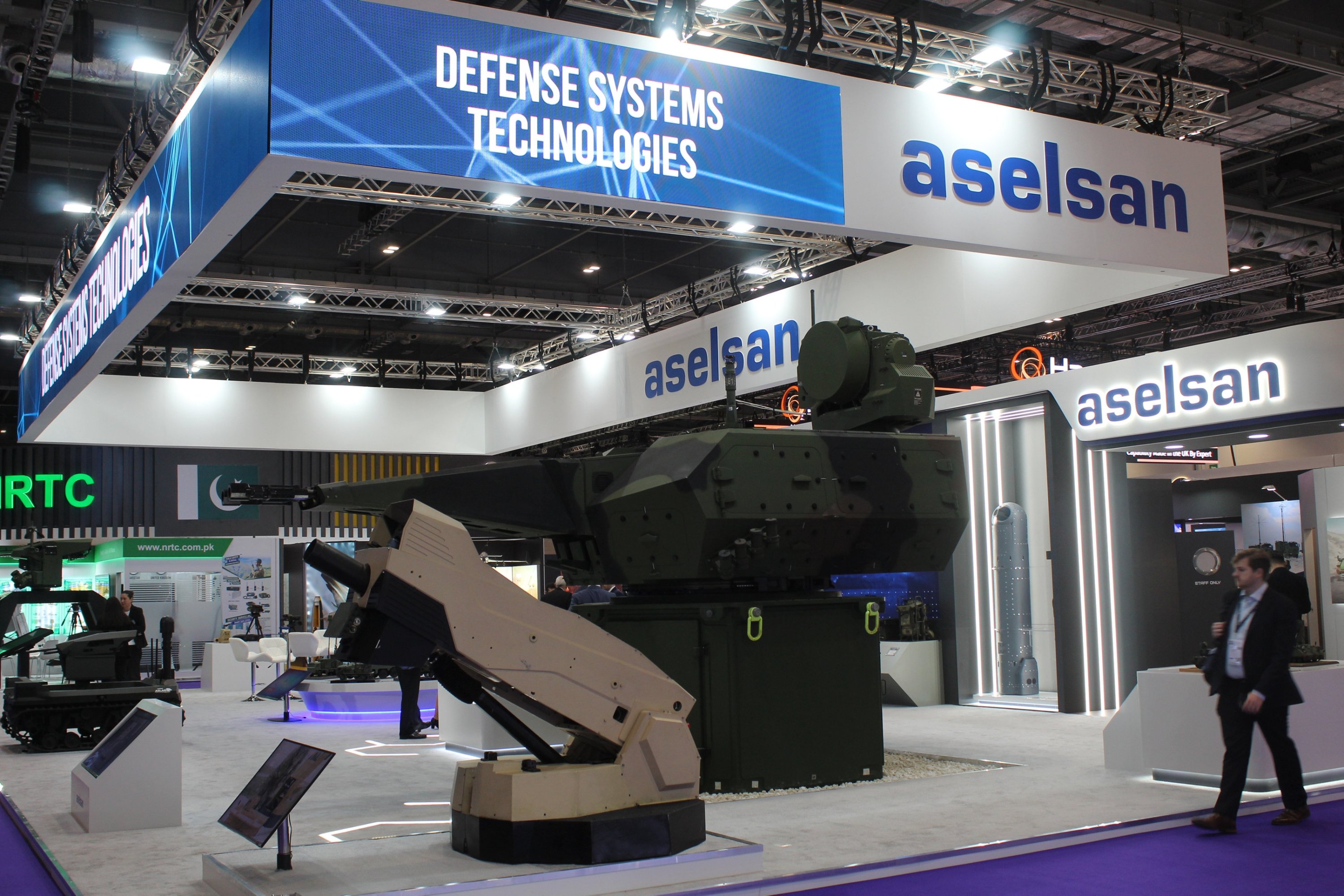 291890 Aselsan's booth at the Defense and Security Equipment International (DSEI) exhibition in London, U.K., Sept. 12, 2023. (AA Photo)