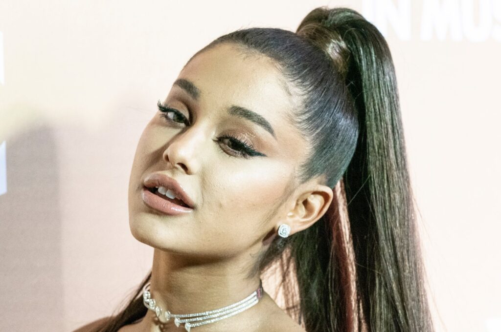 Ariana Grande wearing the dress by Christian Siriano attends Billboard's 13th Annual Women in Music gala, New York, U.S., Dec. 6, 2023. (Shutterstock Photo)