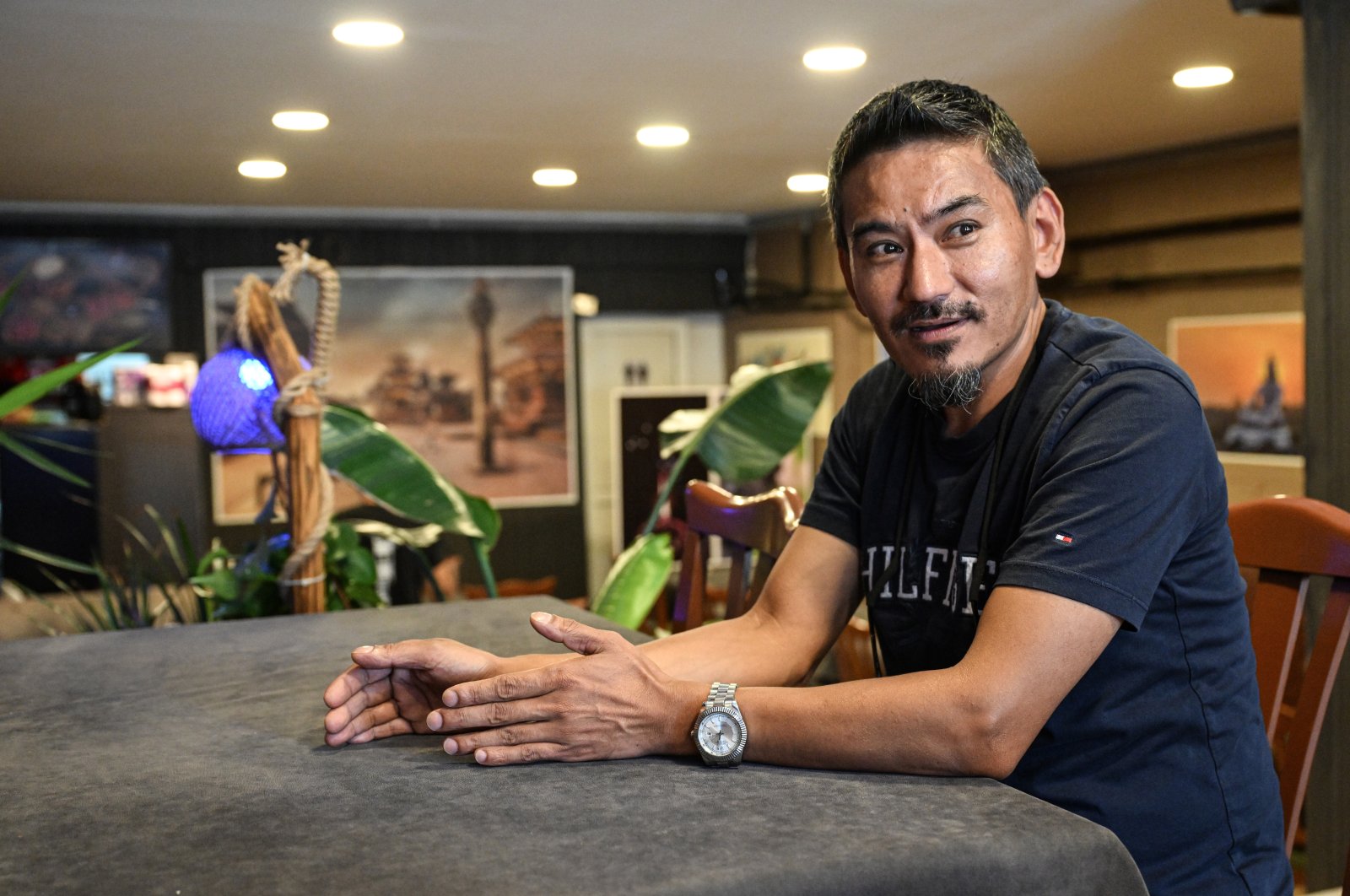 Rajan Yonjon, a 45-year-old native of Nepal's Dharan, shares his journey from government employee to beloved restaurateur as the owner of a Nepali restaurant in the Taksim district of Istanbul, Türkiye, Sept. 12, 2023. (AA Photo)