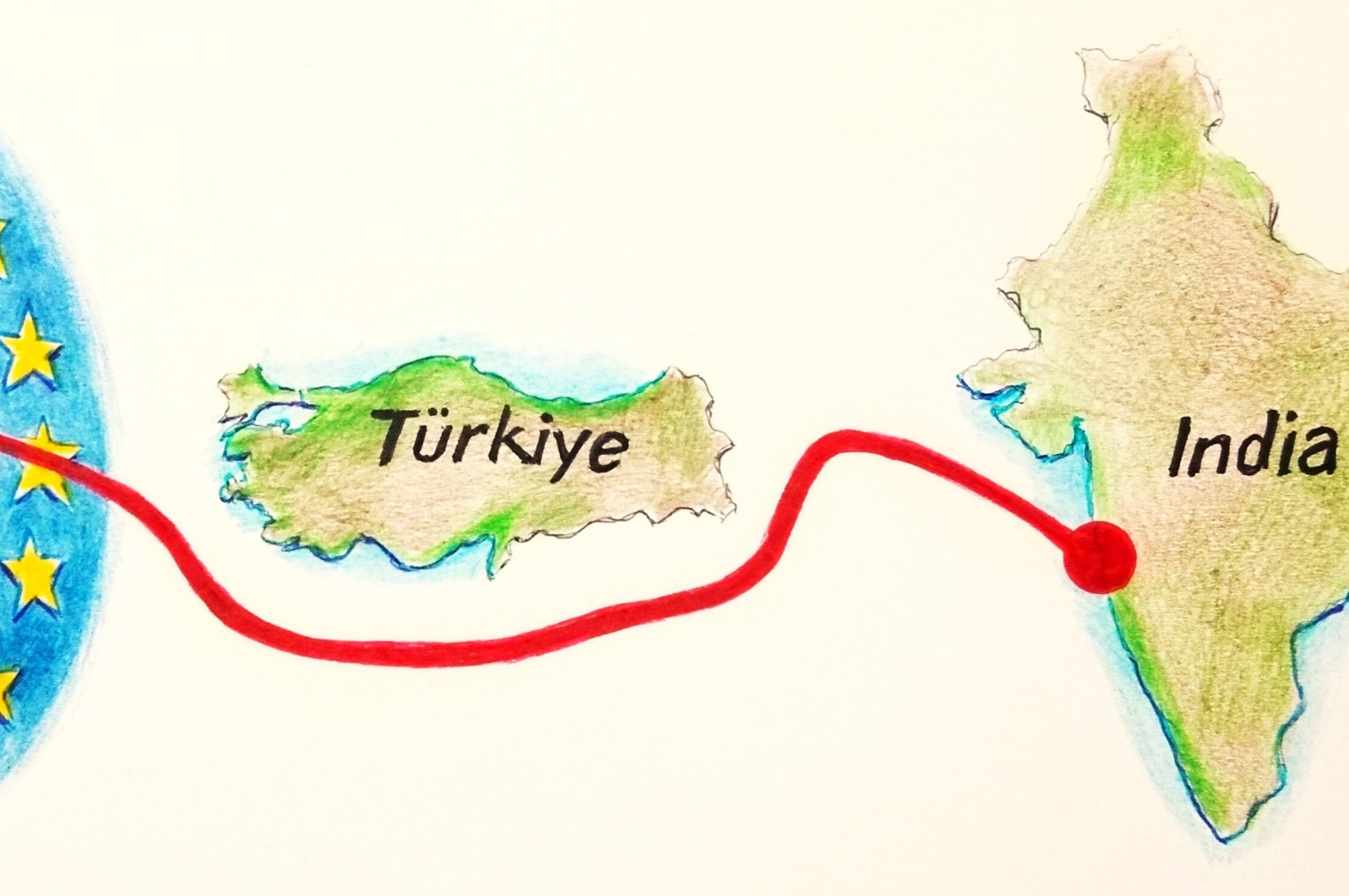 "Expanding the corridor to encompass Türkiye may serve as a counterbalance to other geopolitical actors in the region, contributing to regional stability." (Illustration by Erhan Y)