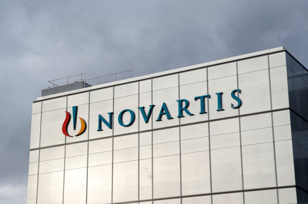 The company's logo is seen at the cell and gene therapy factory of Swiss drugmaker Novartis in Stein, Switzerland, Nov. 28, 2019. (Reuters Photo)