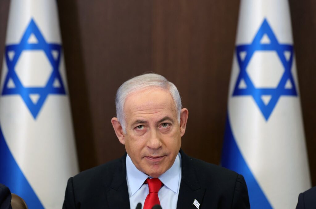 Israeli Prime Minister Benjamin Netanyahu attends the Israeli government's weekly cabinet meeting at the prime minister's office in Jerusalem, Sept. 27, 2023. (EPA File Photo)