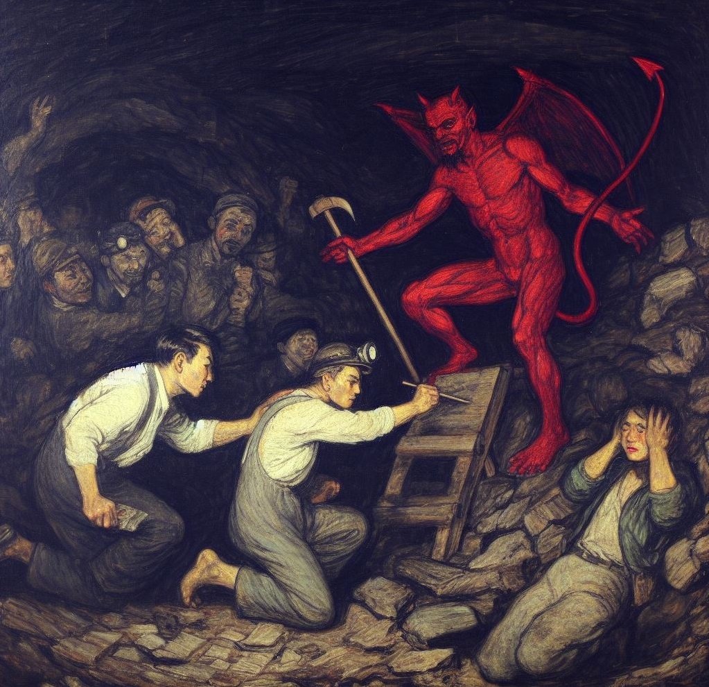 Baldomero Lillo's portrayal of this world as a simulation of hell on Earth is fueled by his own sorrows. (Photo generated using Bing AI)