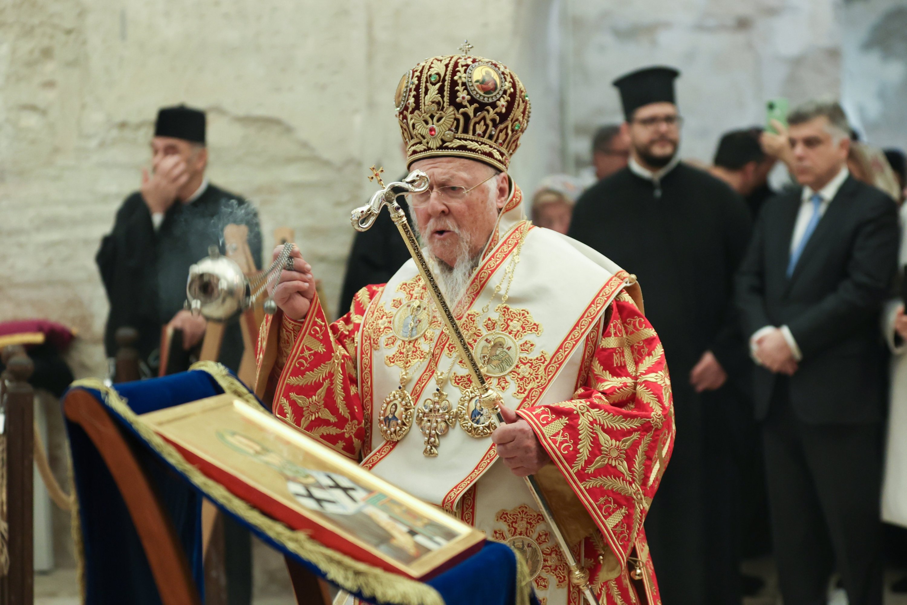304363 Bartholomew I of Istanbul's Fener Greek Orthodox Patriarchate performing rituals in the Saint Nicholas Memorial Museum and Church in Antalya, Türkiye, Dec. 06, 2023. (AA Photo)