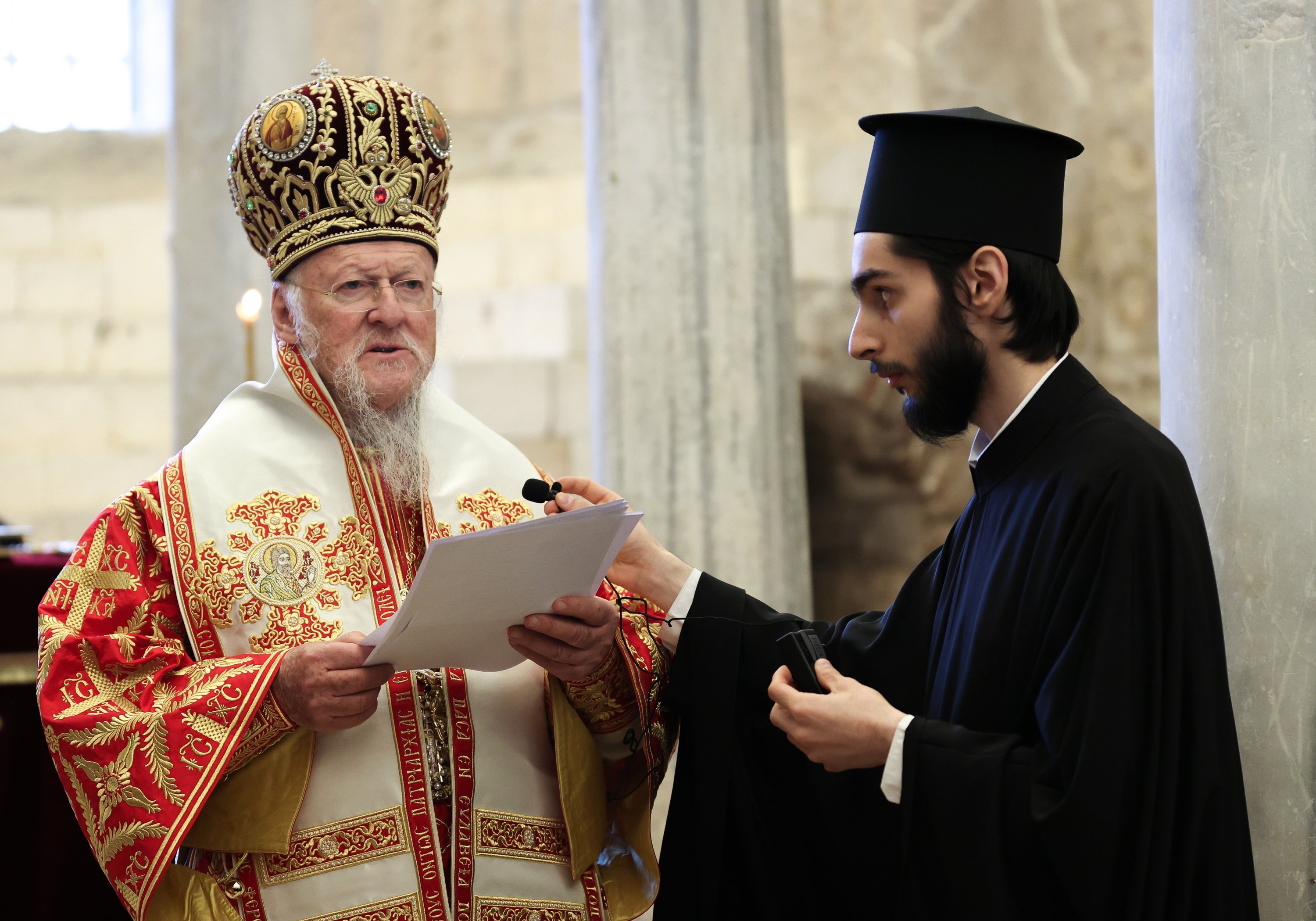 304556 People attend a mass led by Fener Greek Patriarch Bartholomeos for Saint Nicholas, known as