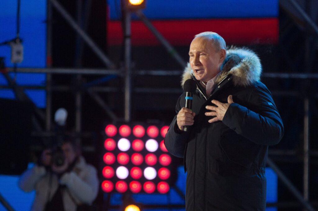 Vladimir Putin, Russia's president, speaks during a rally near the Kremlin, Moscow, Russia, March 18, 2018. (Getty Images Photo)