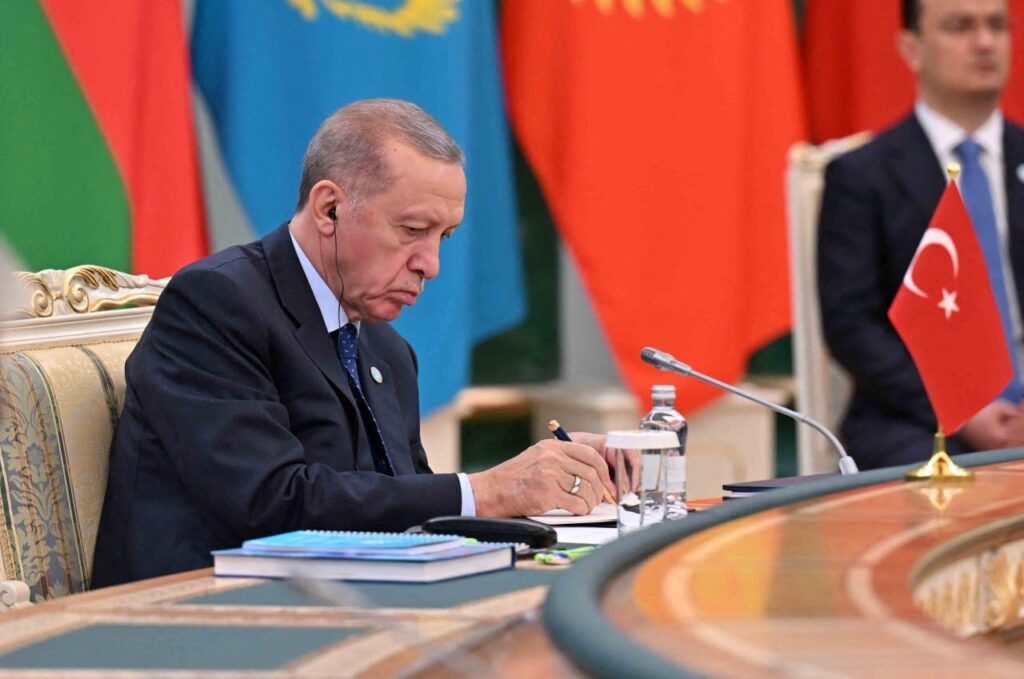 President Recep Tayyıp Erdoğan attends the meeting of the Council of Heads of State of the Organization of Turkic States (OTS) in Astana, Kazakhstan, Nov. 3, 2023. (Reuters Photo)
