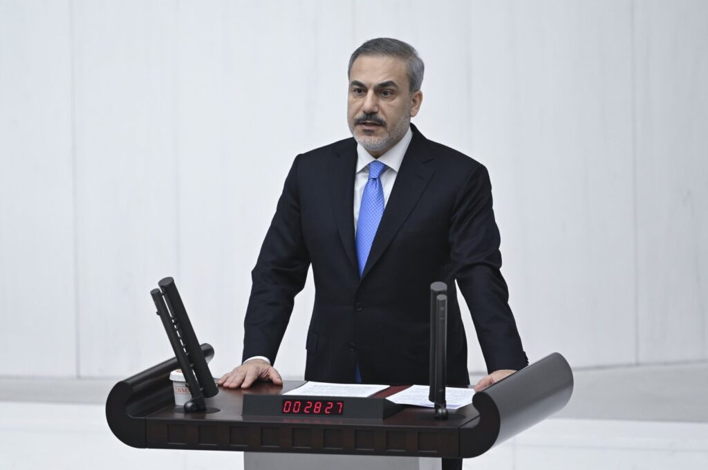 Hakan Fidan addresses the parliament, in the capital Ankara, Türkiye, December 21, 2023. (AA Photo)