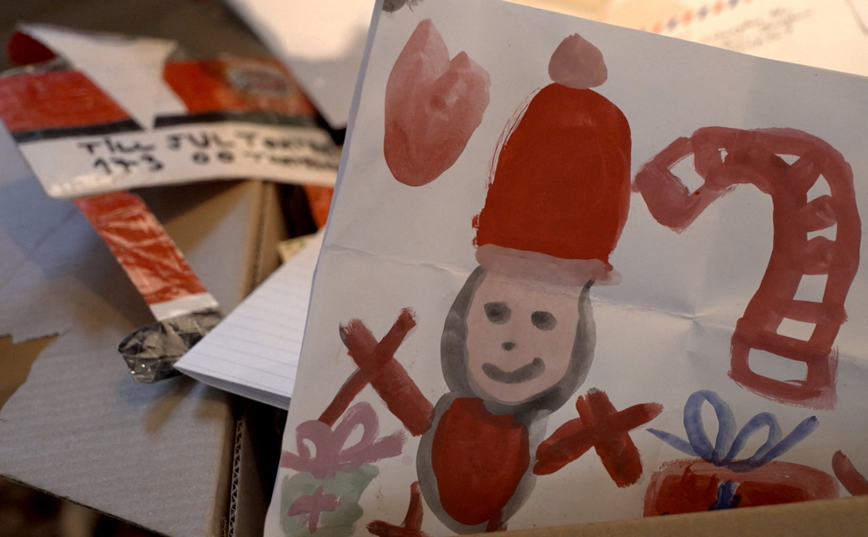 306844 A drawing on a letter sent to Santa Claus in 2023 and handled by the Swedish Post