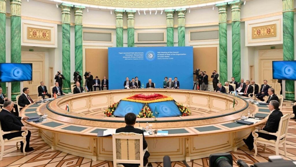 Officials attend the Meeting of the Council of Heads of State of the Organization of Turkic States in Astana, Kazakhstan, Nov. 3, 2023. (Reuters Photo)