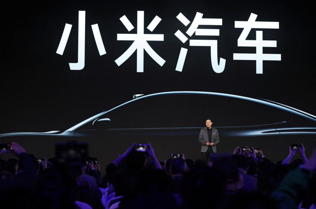 Xiaomi founder and CEO Lei Jun speaks at an event on the company's first electric vehicle (EV) SU7, in Beijing, China, Dec. 28, 2023. (Reuters Photo)