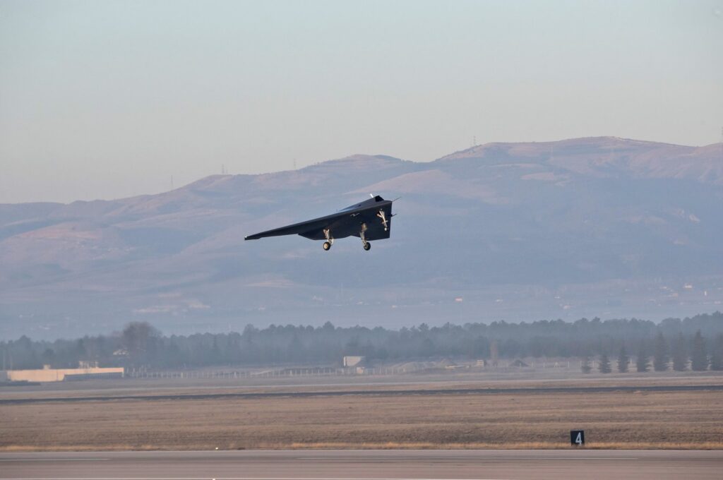 Türkiye's new jet-powered stealth combat drone Anka-3 takes off to perform its maiden flight, in Ankara, Türkiye, Dec. 28, 2023. (AA Photo)